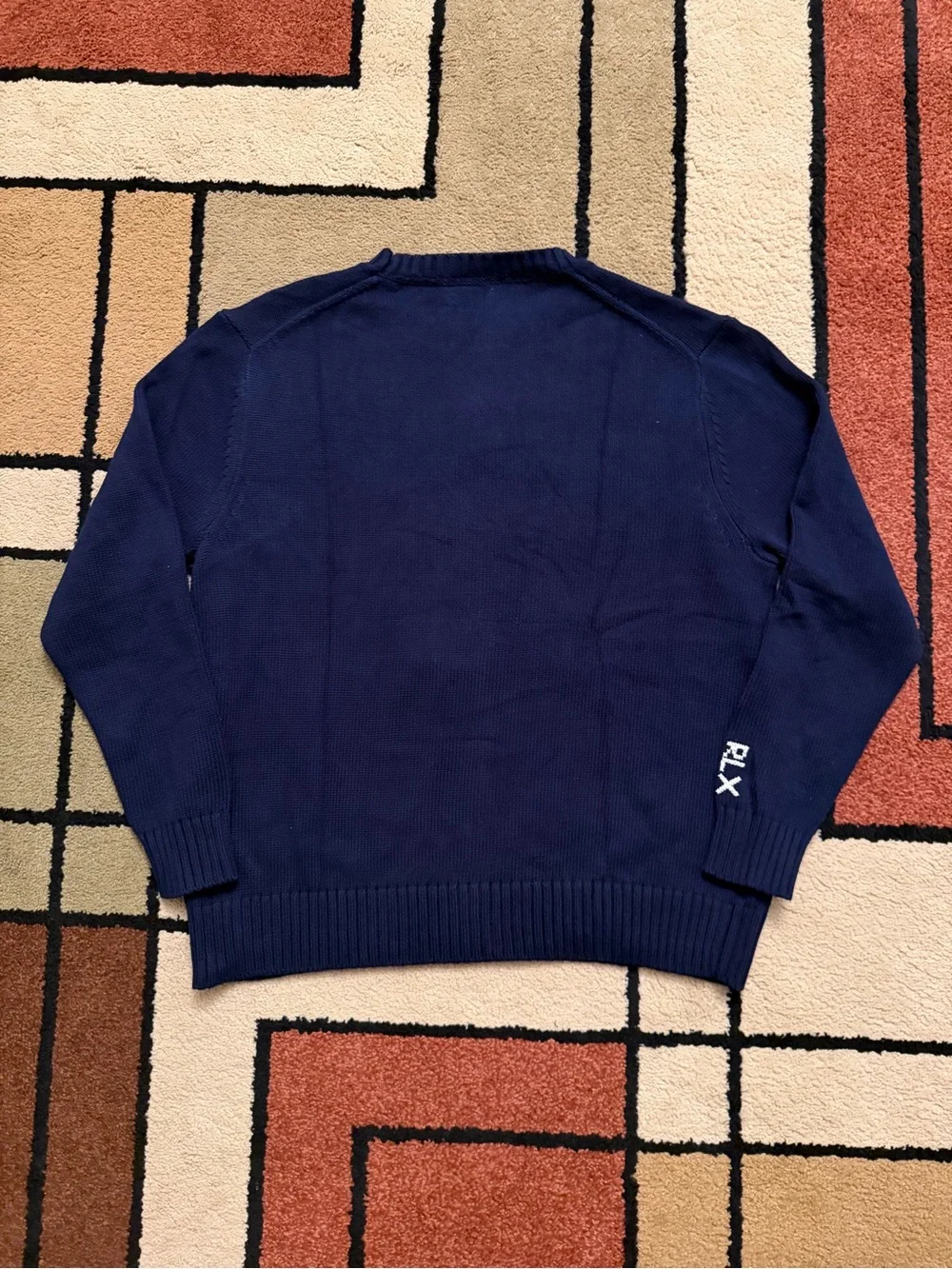 Ralph Lauren Navy Crewneck Sweater with Golf Bear Motif